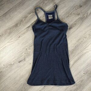 Y2K Mossimo Supply Co. Tank Top Womens Large Blue Ribbed Racerback Shelf Bra